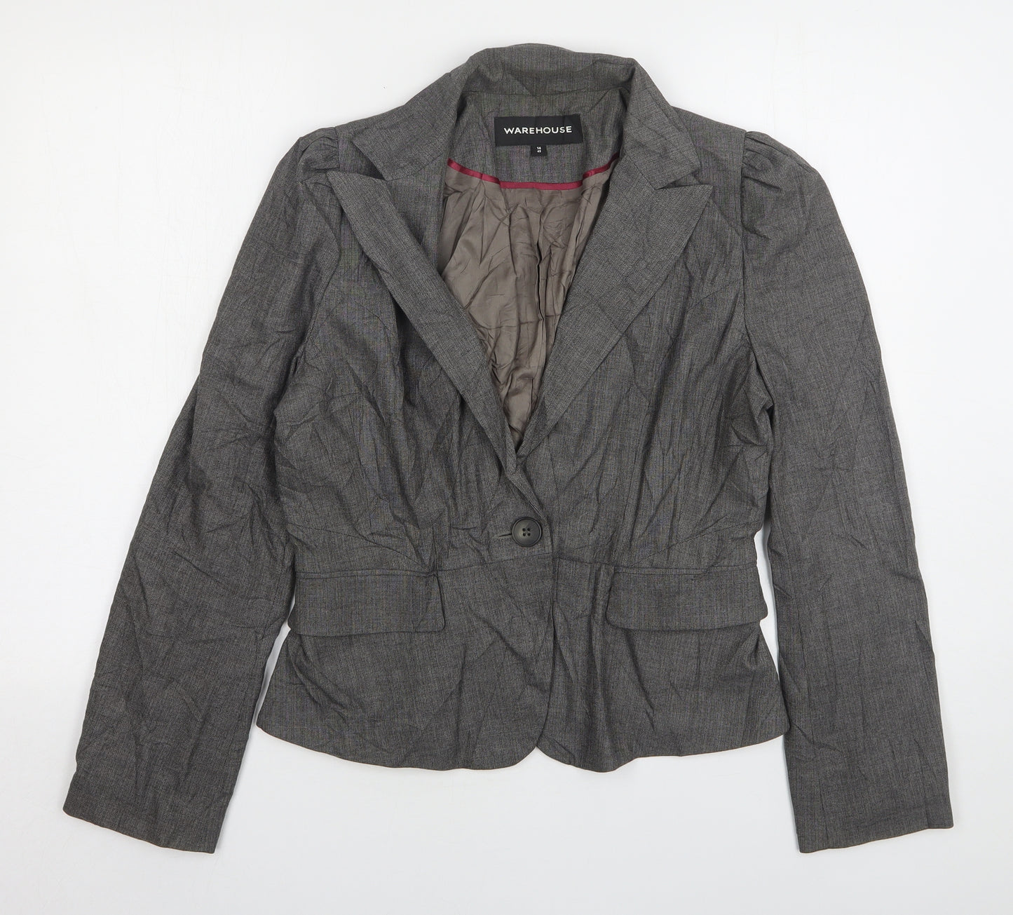Warehouse Womens Grey  Polyester Jacket Suit Jacket Size 14