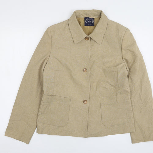 K.O.M.B.I Womens Beige  Polyester Jacket Suit Jacket Size 10