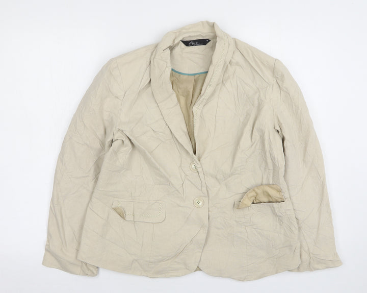 Bonmarché Womens Beige Linen Jacket Suit Jacket Size 14