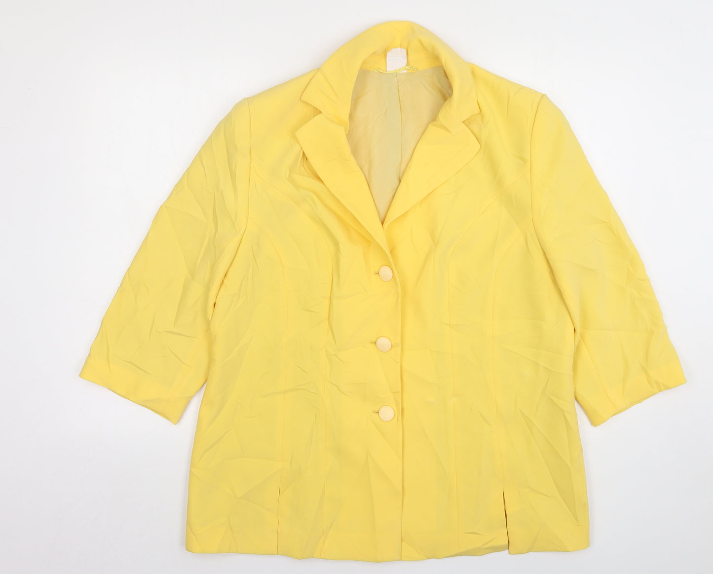 Preworn Womens Yellow  Polyester Jacket Suit Jacket Size 18