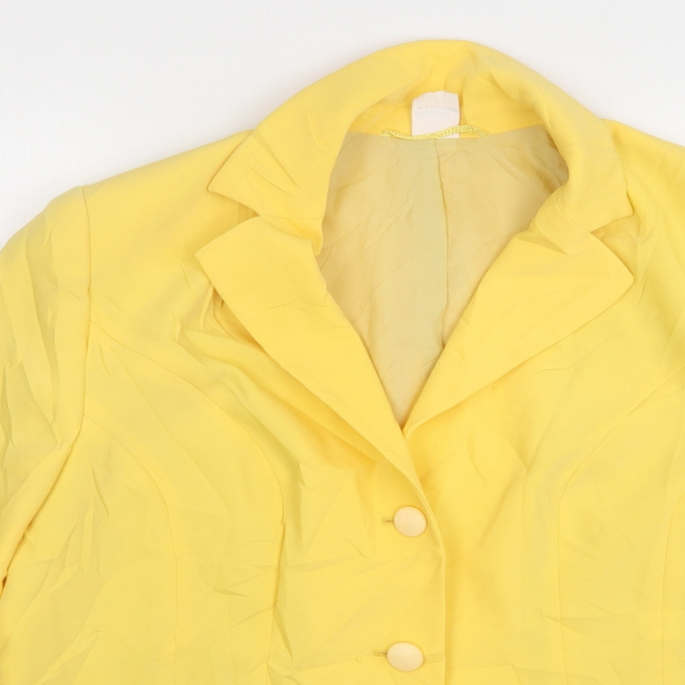 Preworn Womens Yellow  Polyester Jacket Suit Jacket Size 18
