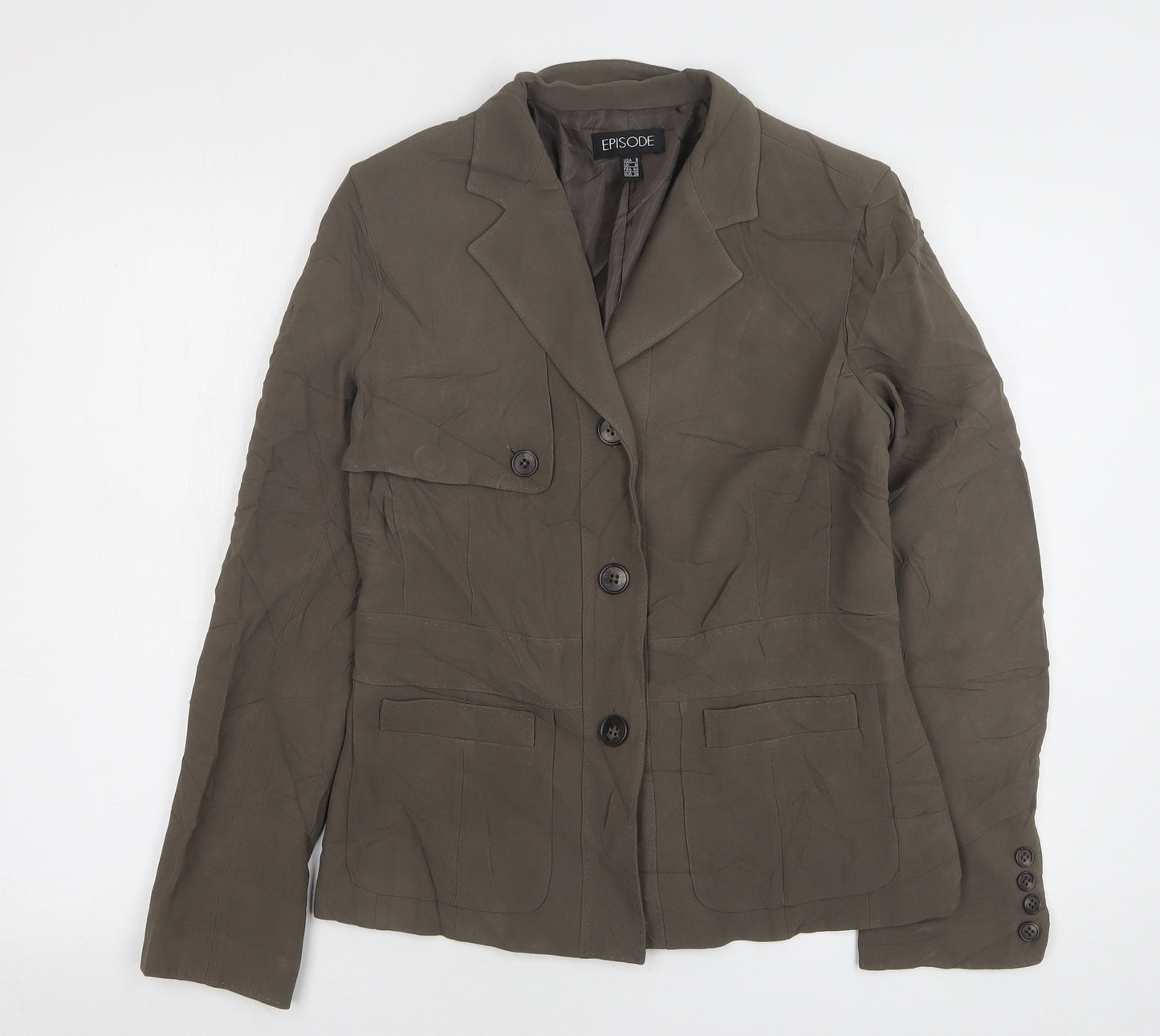 Episode Womens Green  Acetate Jacket Suit Jacket Size 10