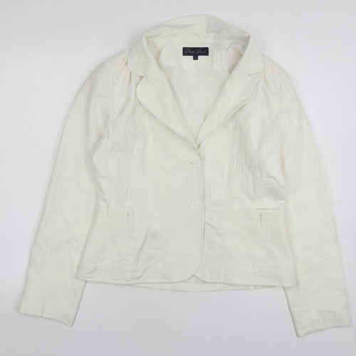 Poetic Land Womens White  Modal Jacket Suit Jacket Size 14