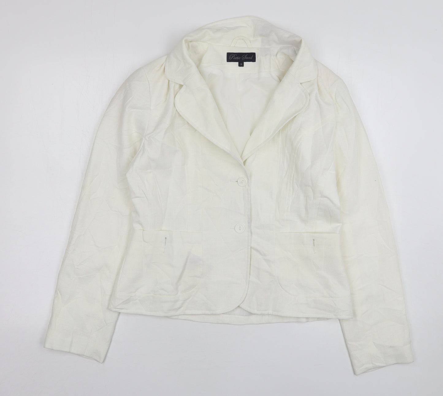 Poetic Land Womens White  Modal Jacket Suit Jacket Size 14