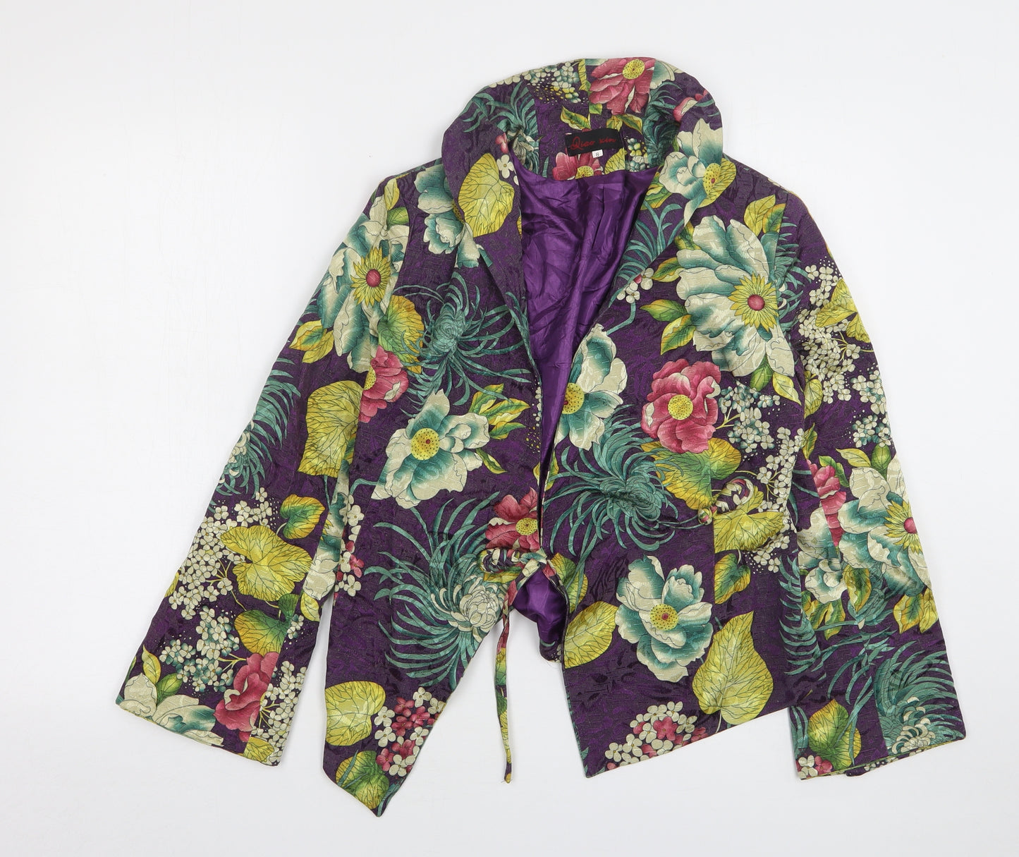 Riao Xin Womens Multicoloured Floral Polyester Jacket Blazer Size 8