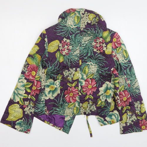 Riao Xin Womens Multicoloured Floral Polyester Jacket Blazer Size 8