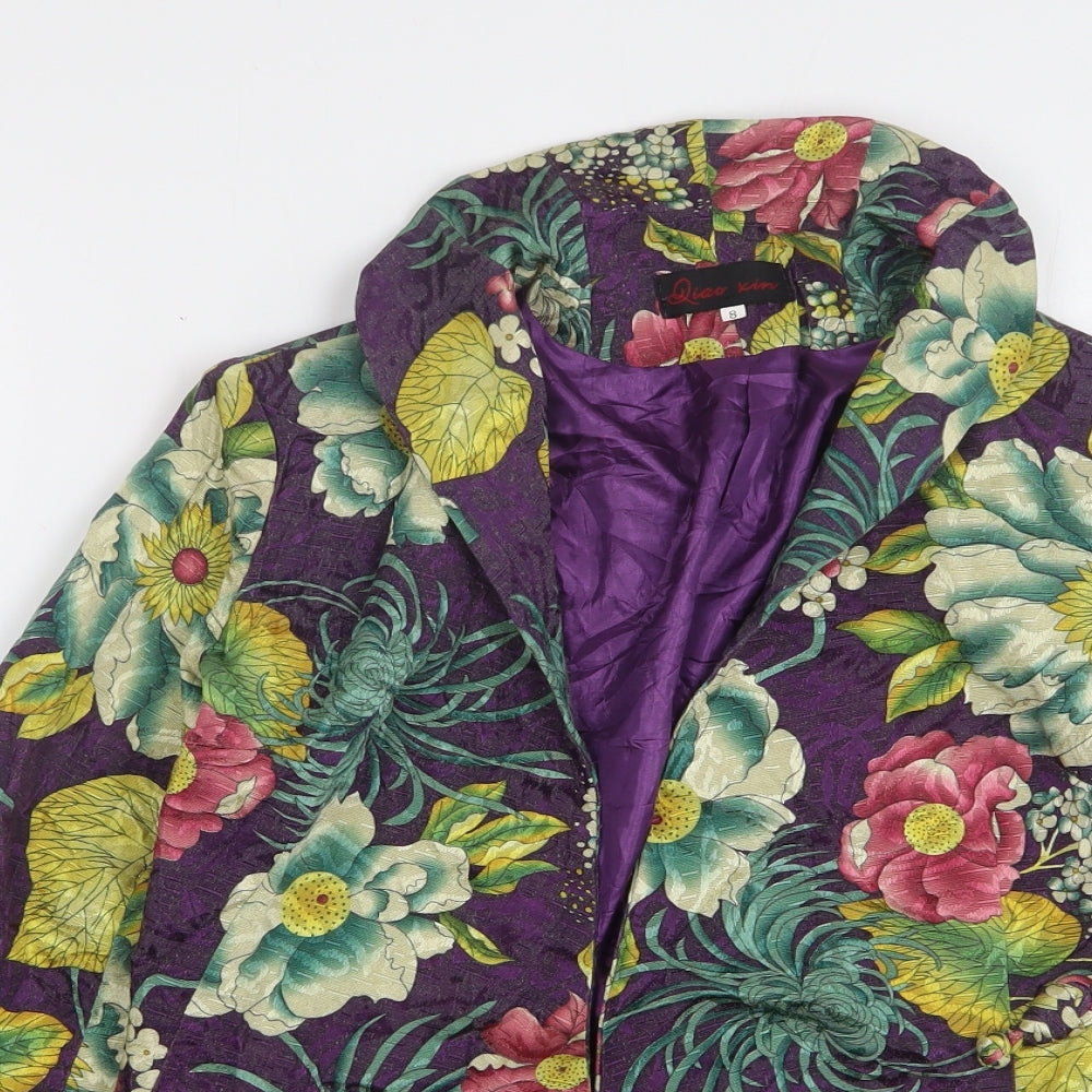 Riao Xin Womens Multicoloured Floral Polyester Jacket Blazer Size 8
