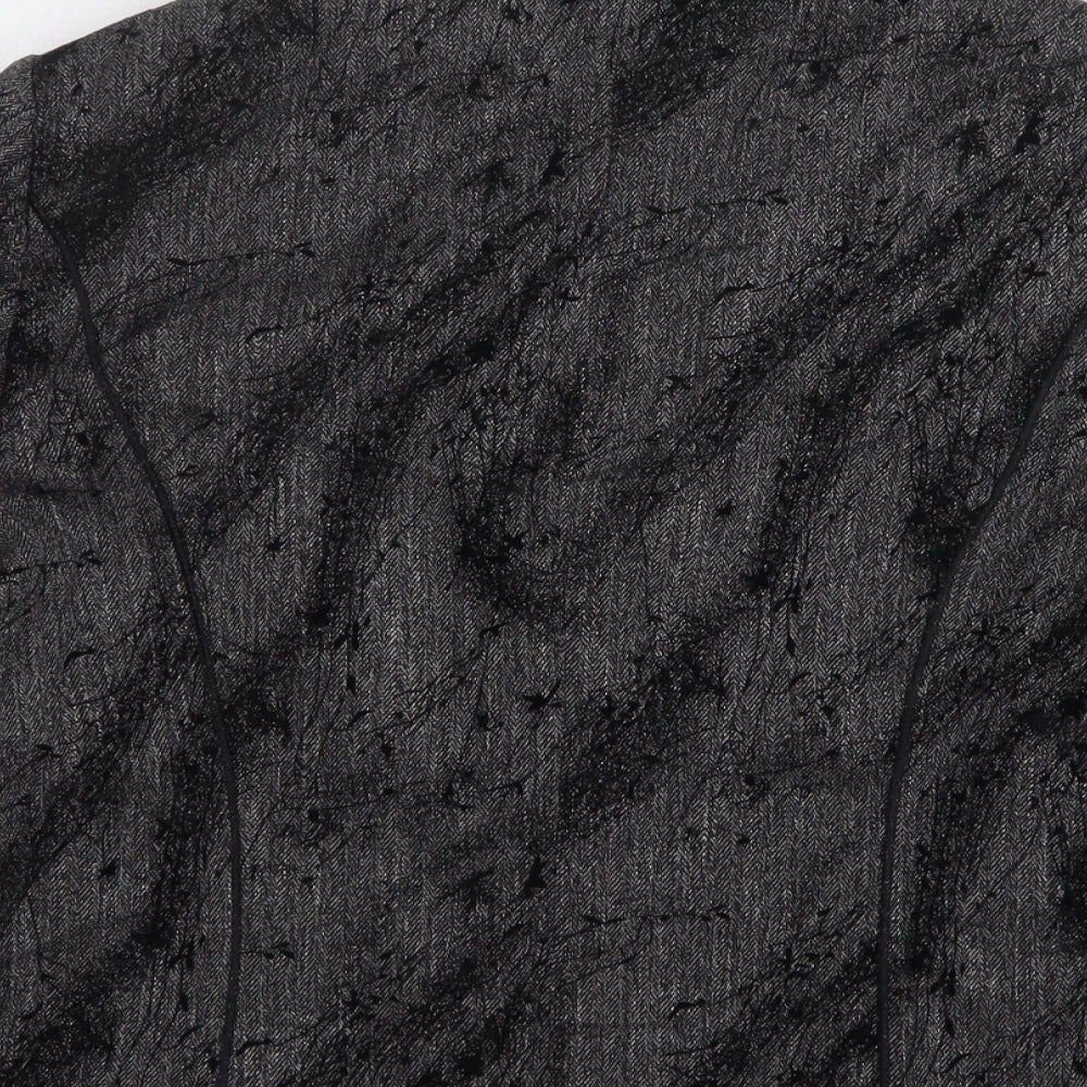 Gold By Michael H Womens Grey Floral Polyester Jacket Suit Jacket Size 16