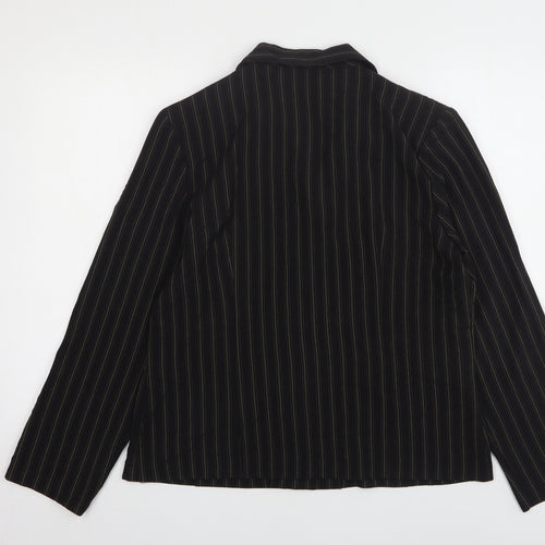 EWM Womens Brown Striped Polyester Jacket Suit Jacket Size 14