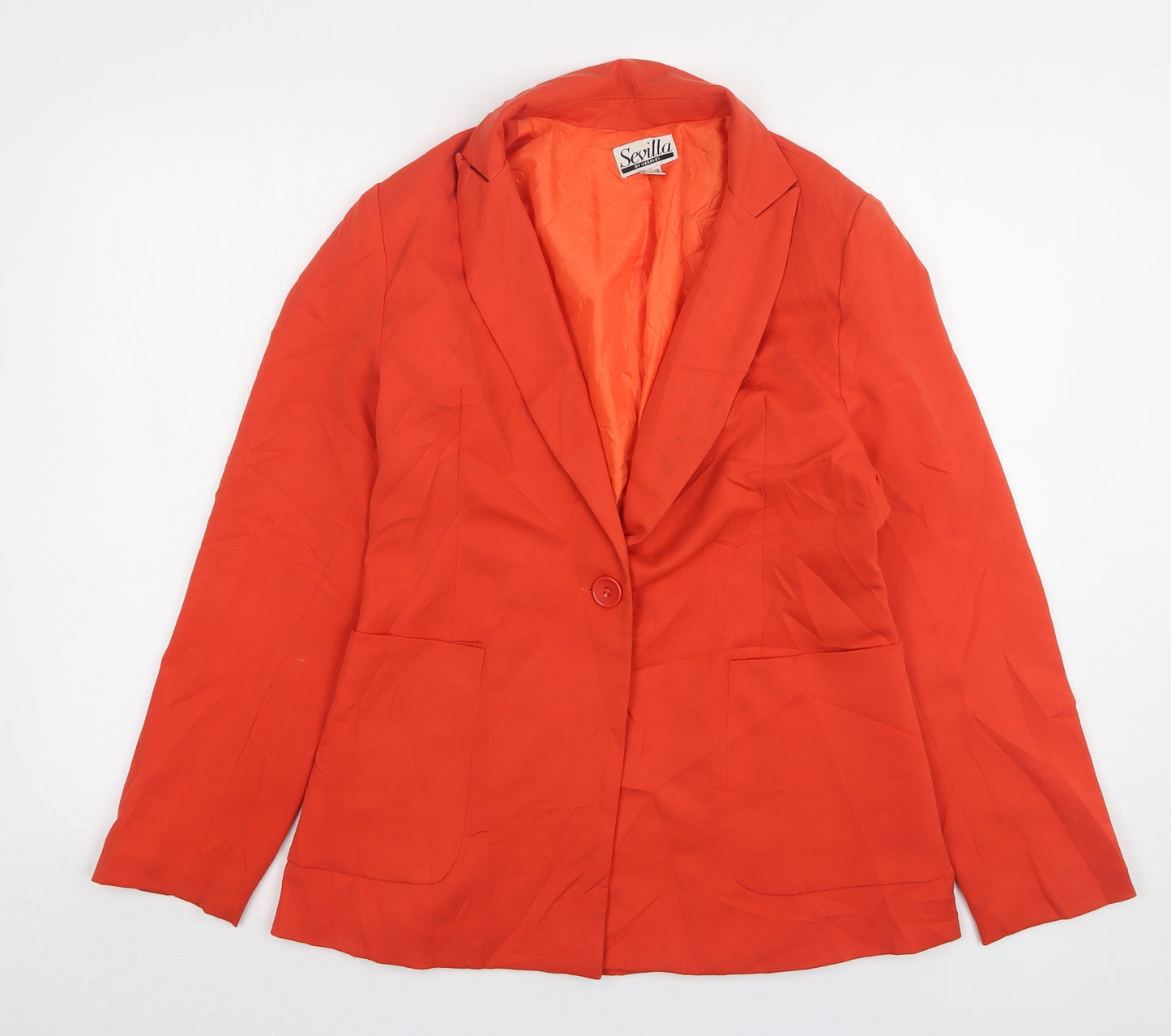 Sevilla Womens Orange  Cotton Jacket Suit Jacket Size 12