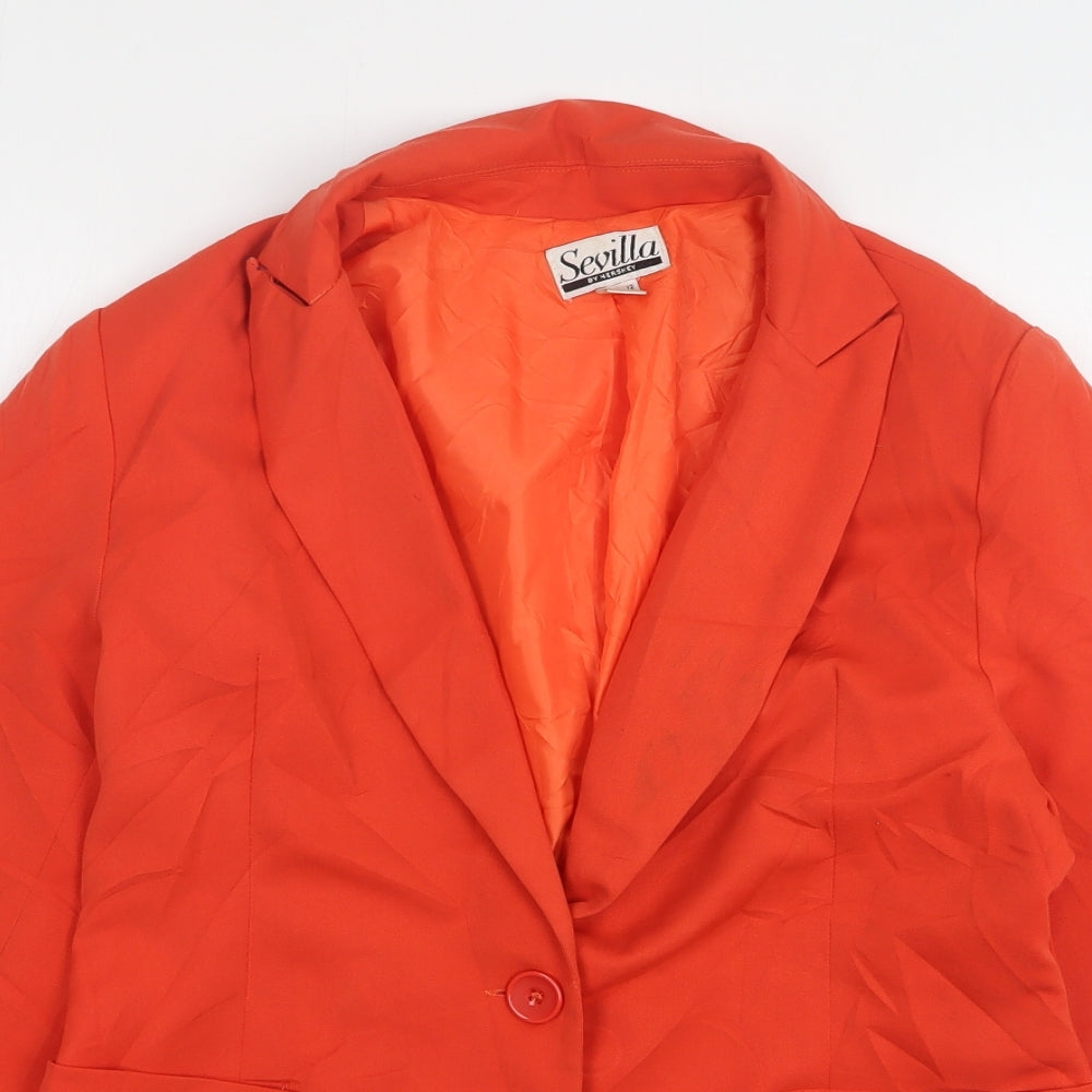 Sevilla Womens Orange  Cotton Jacket Suit Jacket Size 12