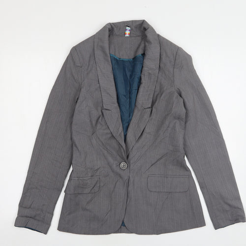 Denim & Co. Womens Grey  Polyester Jacket Suit Jacket Size 8