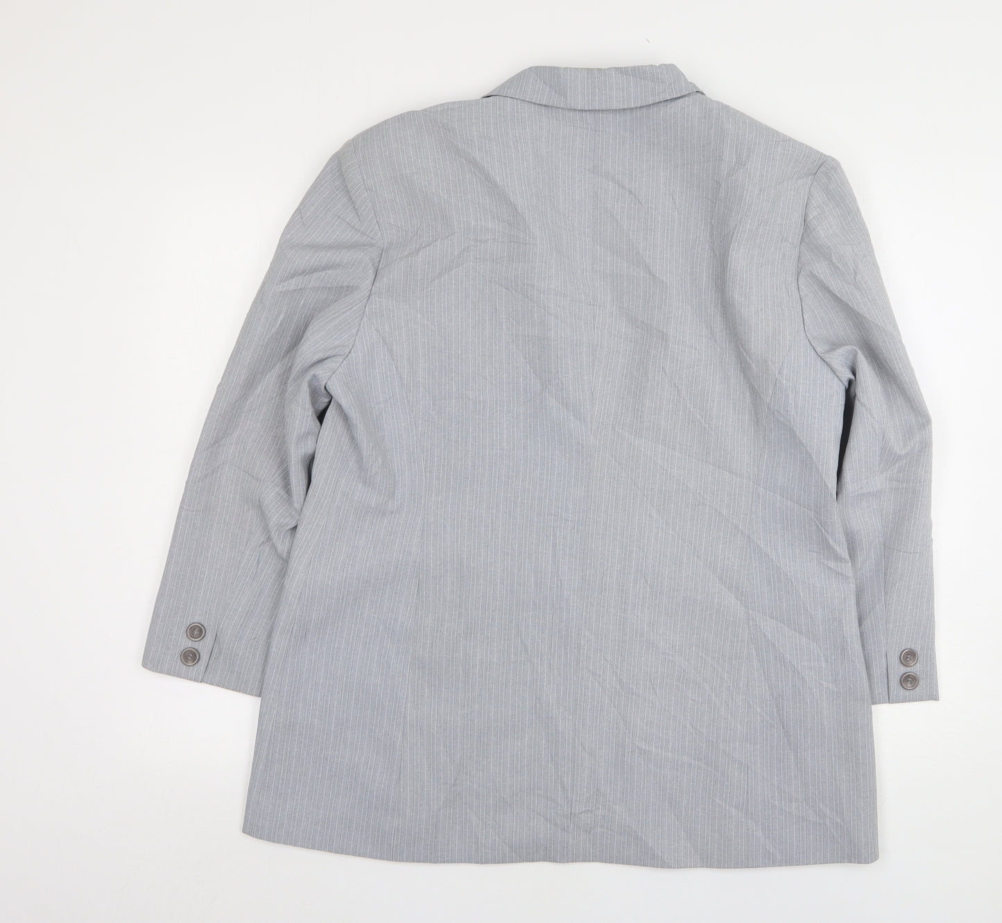 CLC  Womens Grey Striped Polyester Jacket Suit Jacket Size 16