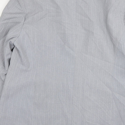 CLC  Womens Grey Striped Polyester Jacket Suit Jacket Size 16