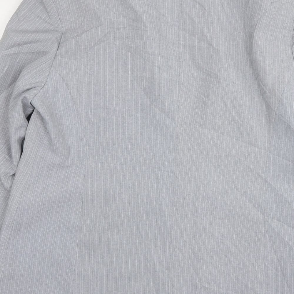 CLC  Womens Grey Striped Polyester Jacket Suit Jacket Size 16
