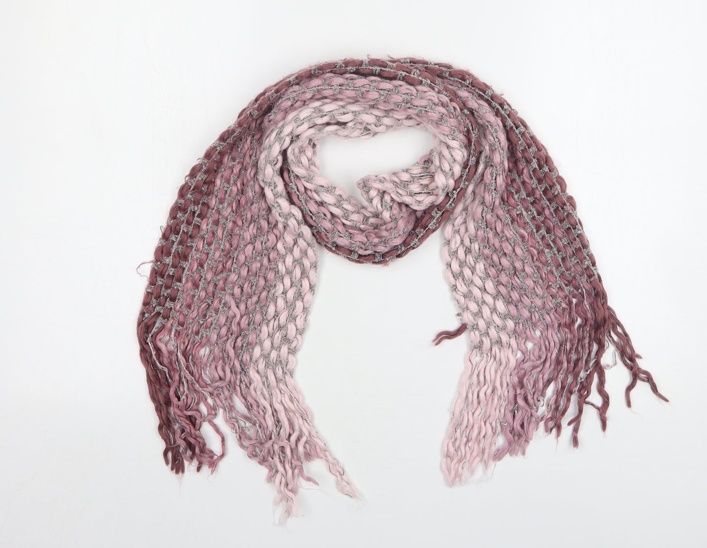 Preworn Womens Pink Striped Acrylic  Scarf