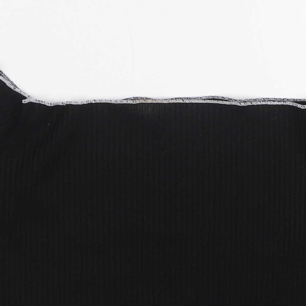 Primark Womens Black  Polyester Cropped T-Shirt Size 20 Boat Neck