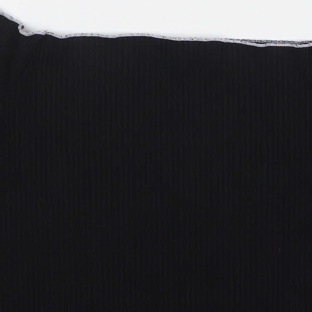 Primark Womens Black  Polyester Cropped T-Shirt Size 20 Boat Neck