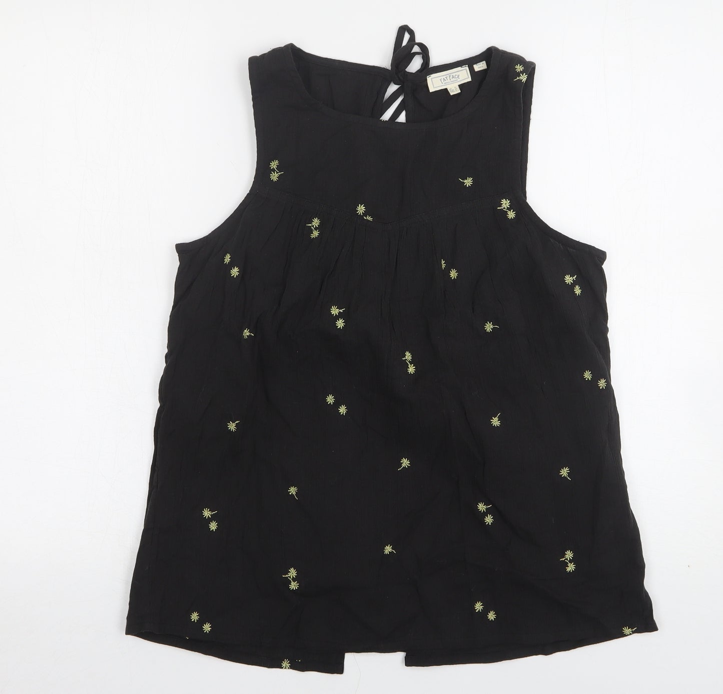 Fat Face Womens Black Floral Viscose Basic Tank Size 10 Round Neck