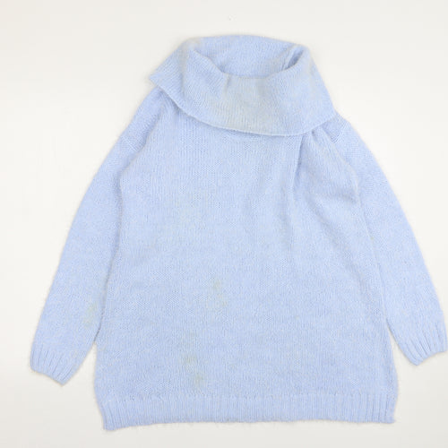Papaya Womens Blue Roll Neck  Acrylic Pullover Jumper Size M