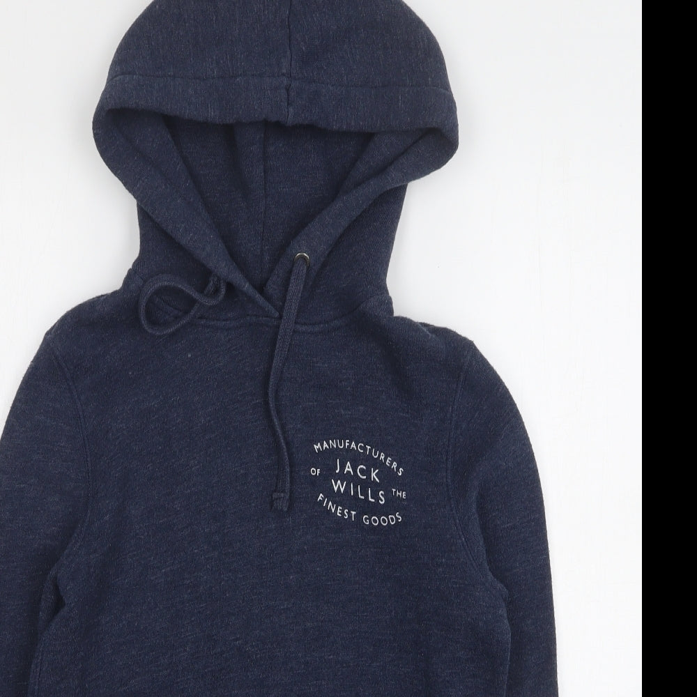 Jack Wills Womens Blue  Cotton Pullover Hoodie Size 6
