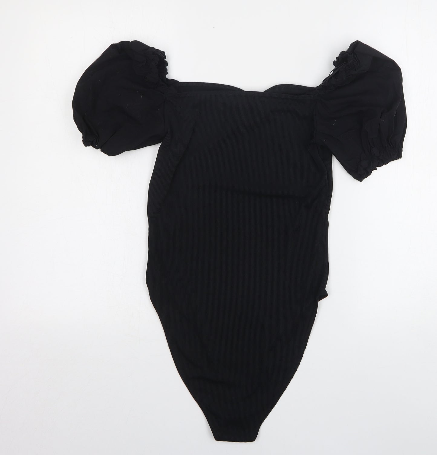 New Look Womens Black  Polyester Bodysuit One-Piece Size 14  Snap