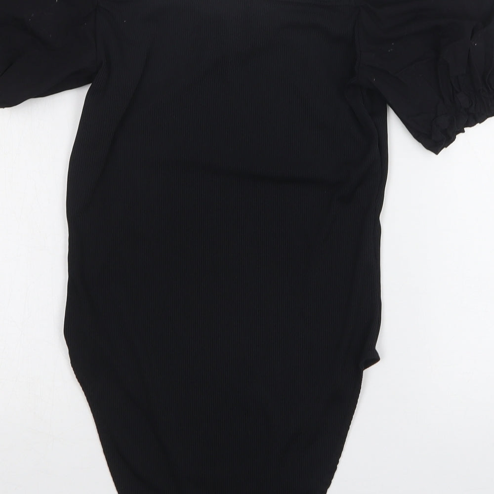 New Look Womens Black  Polyester Bodysuit One-Piece Size 14  Snap