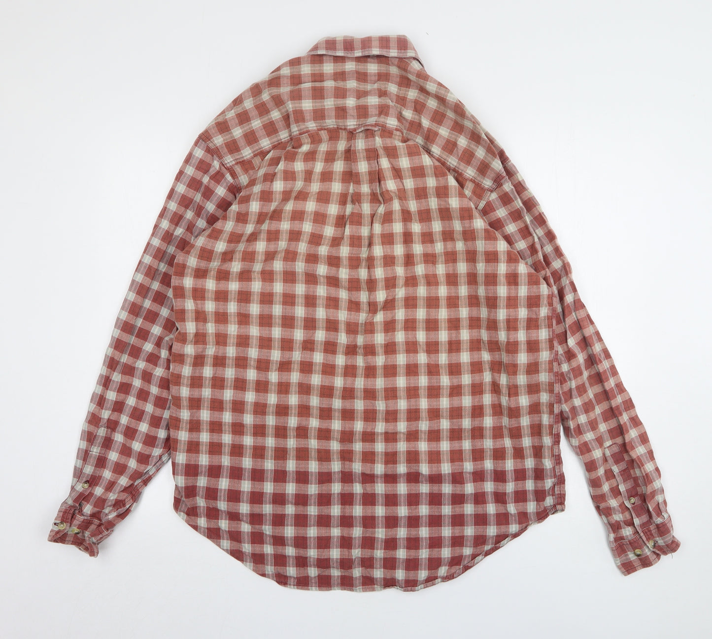 St Bernard  Mens Red Check Cotton  Button-Up Size L Collared
