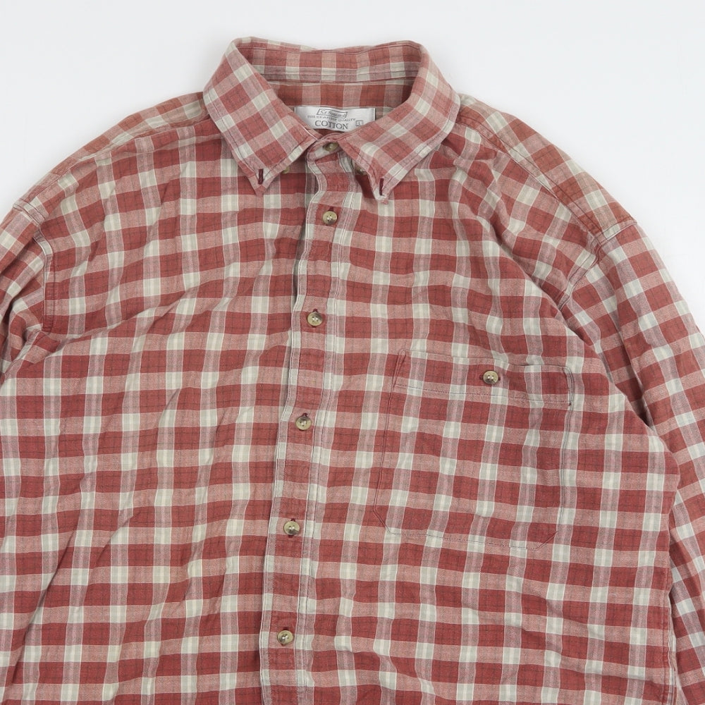St Bernard  Mens Red Check Cotton  Button-Up Size L Collared