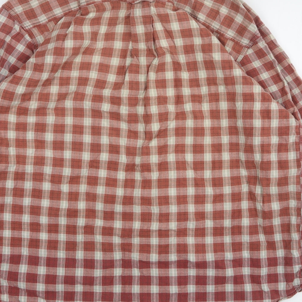 St Bernard  Mens Red Check Cotton  Button-Up Size L Collared