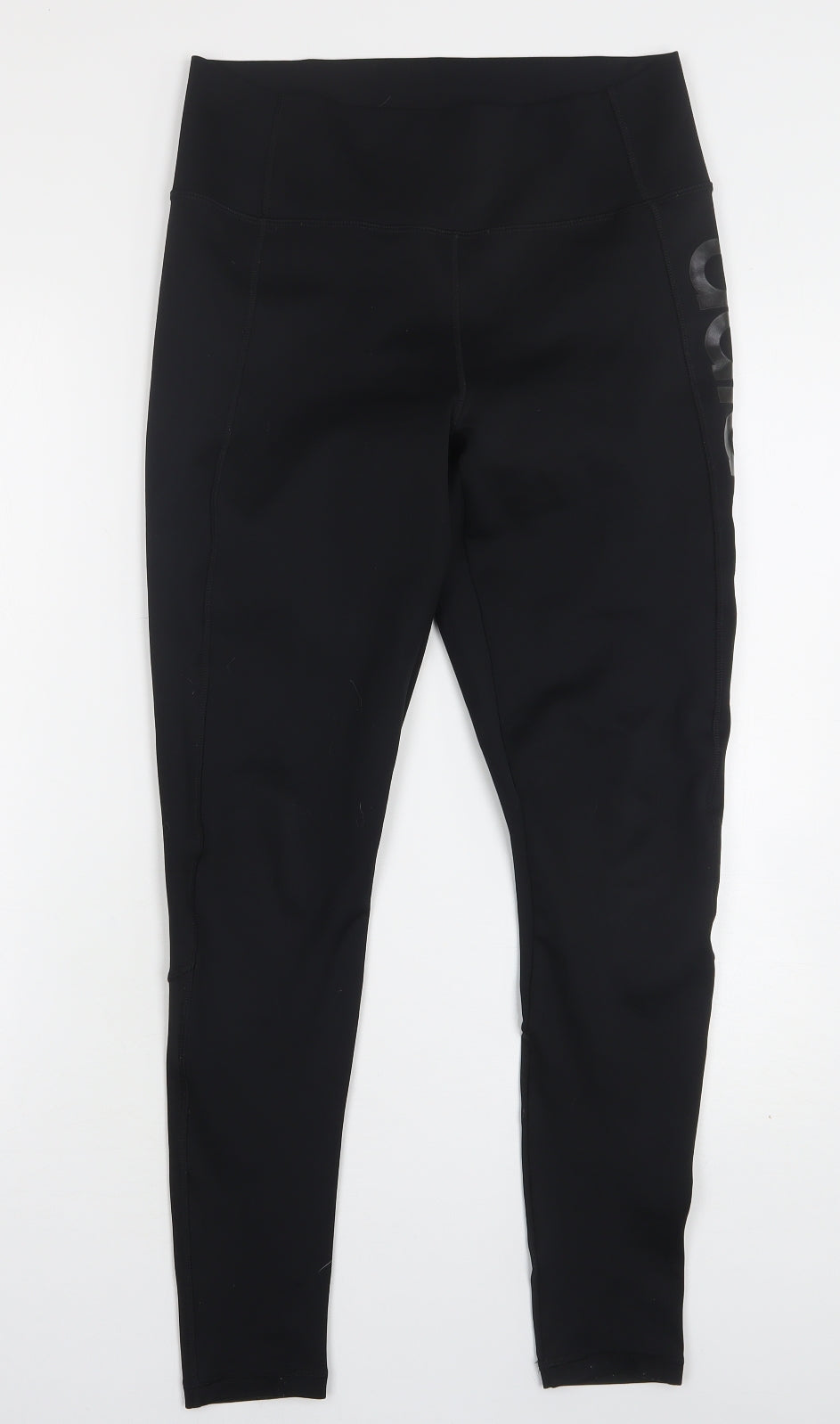 adidas Womens Black  Polyester Compression Leggings Size 12 L28 in Regular