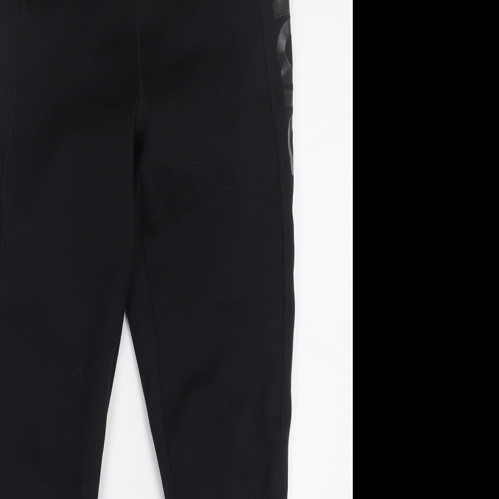adidas Womens Black  Polyester Compression Leggings Size 12 L28 in Regular