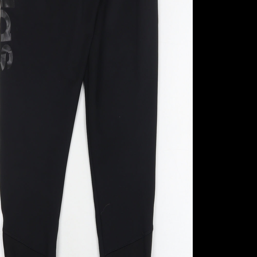 adidas Womens Black  Polyester Compression Leggings Size 12 L28 in Regular