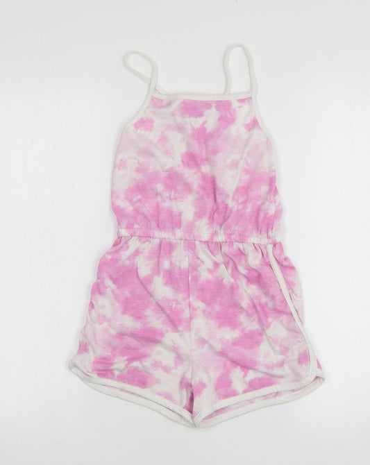 Primark Girls Pink Tie Dye Polyester Playsuit One-Piece Size 8-9 Years