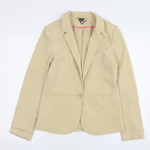 H&M Womens Beige  Polyester Jacket Suit Jacket Size 10