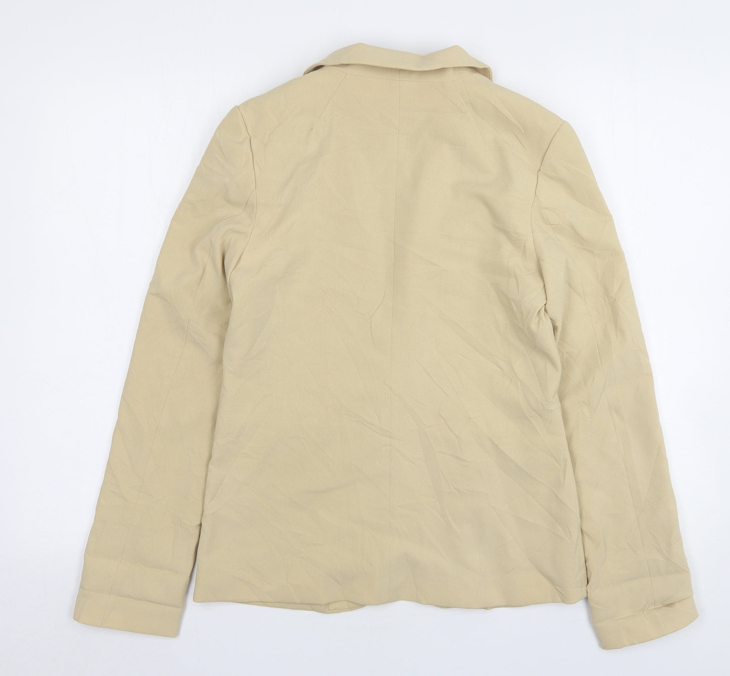H&M Womens Beige  Polyester Jacket Suit Jacket Size 10