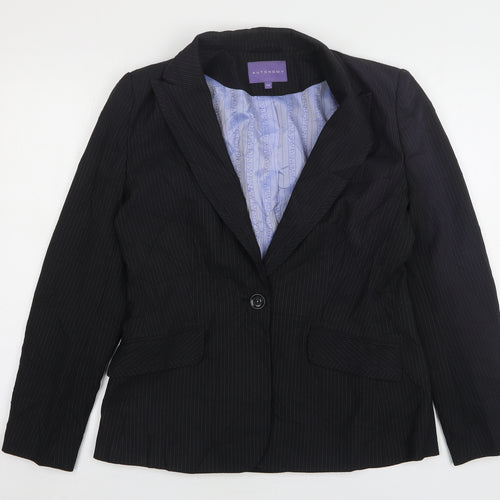 Autonomy Womens Black Striped Polyester Jacket Suit Jacket Size 14
