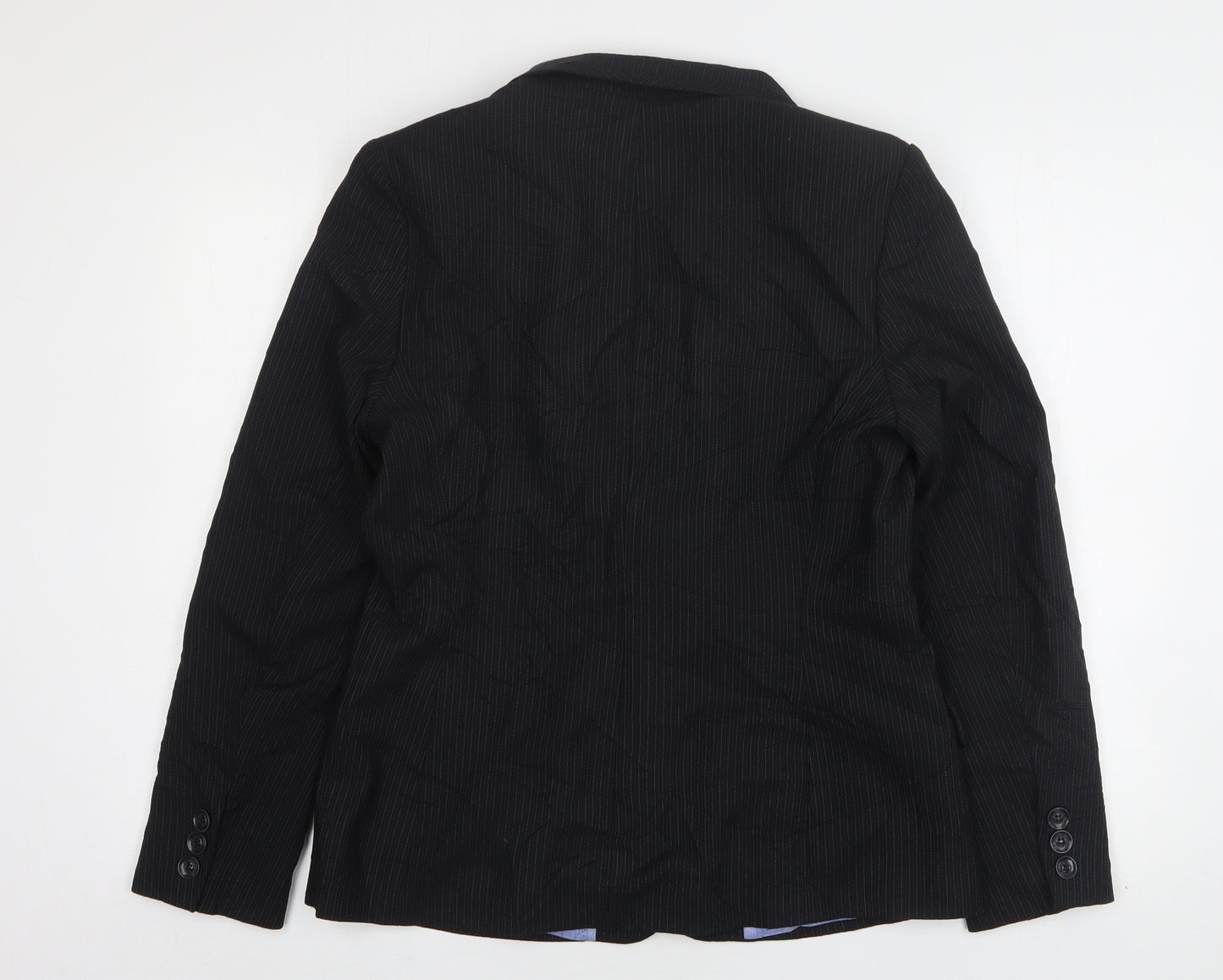 Autonomy Womens Black Striped Polyester Jacket Suit Jacket Size 14