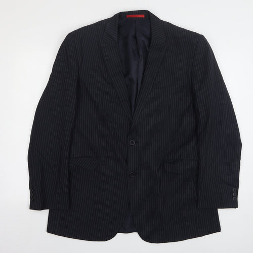 Burton  Mens Blue Striped Polyester Jacket Suit Jacket Size 42