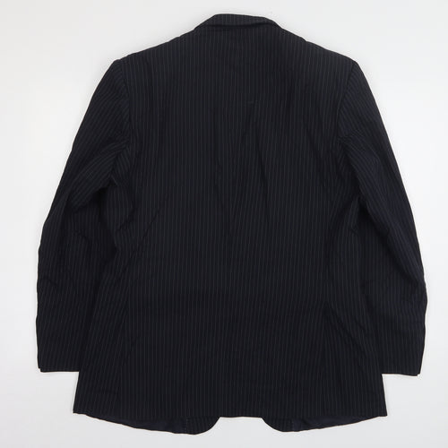 Burton  Mens Blue Striped Polyester Jacket Suit Jacket Size 42