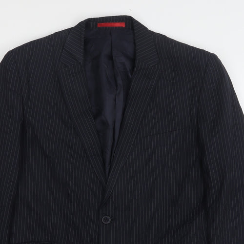 Burton  Mens Blue Striped Polyester Jacket Suit Jacket Size 42