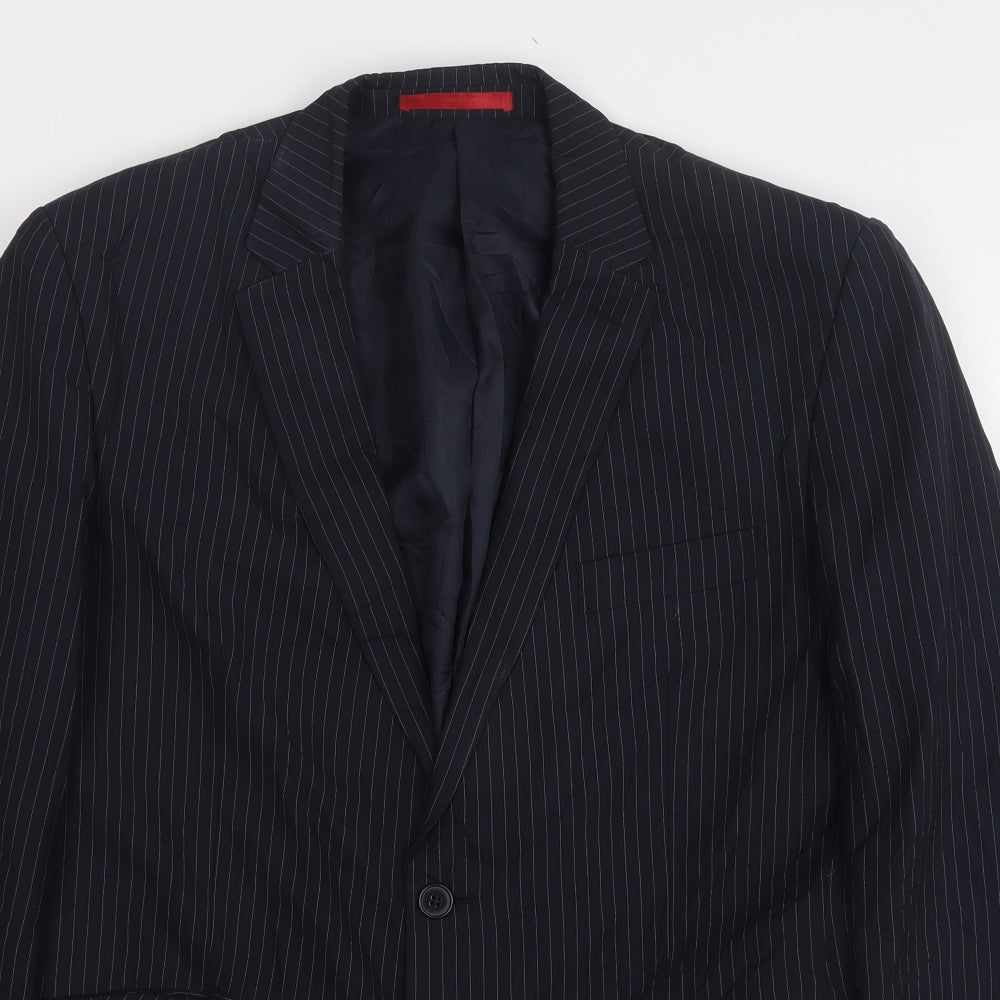 Burton  Mens Blue Striped Polyester Jacket Suit Jacket Size 42