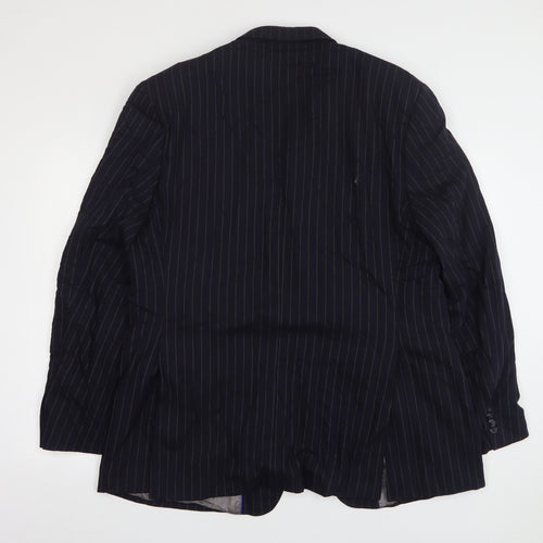 F&F Mens Blue Striped Polyester Jacket Suit Jacket Size 46