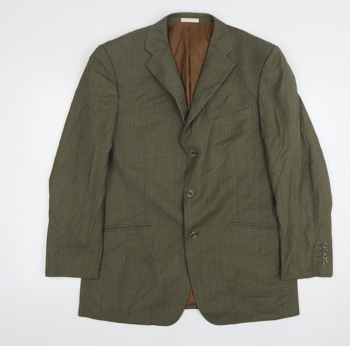 Greenwoods Mens Grey Striped Wool Jacket Suit Jacket Size 42