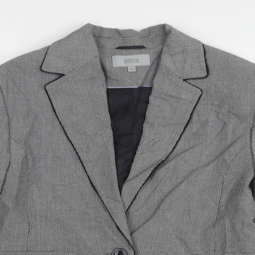 Marks and Spencer Womens Grey Geometric Polyester Jacket Suit Jacket Size 14
