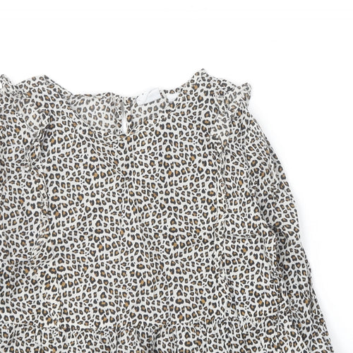Gap Girls Multicoloured Animal Print Cotton Basic Blouse Size S Round Neck