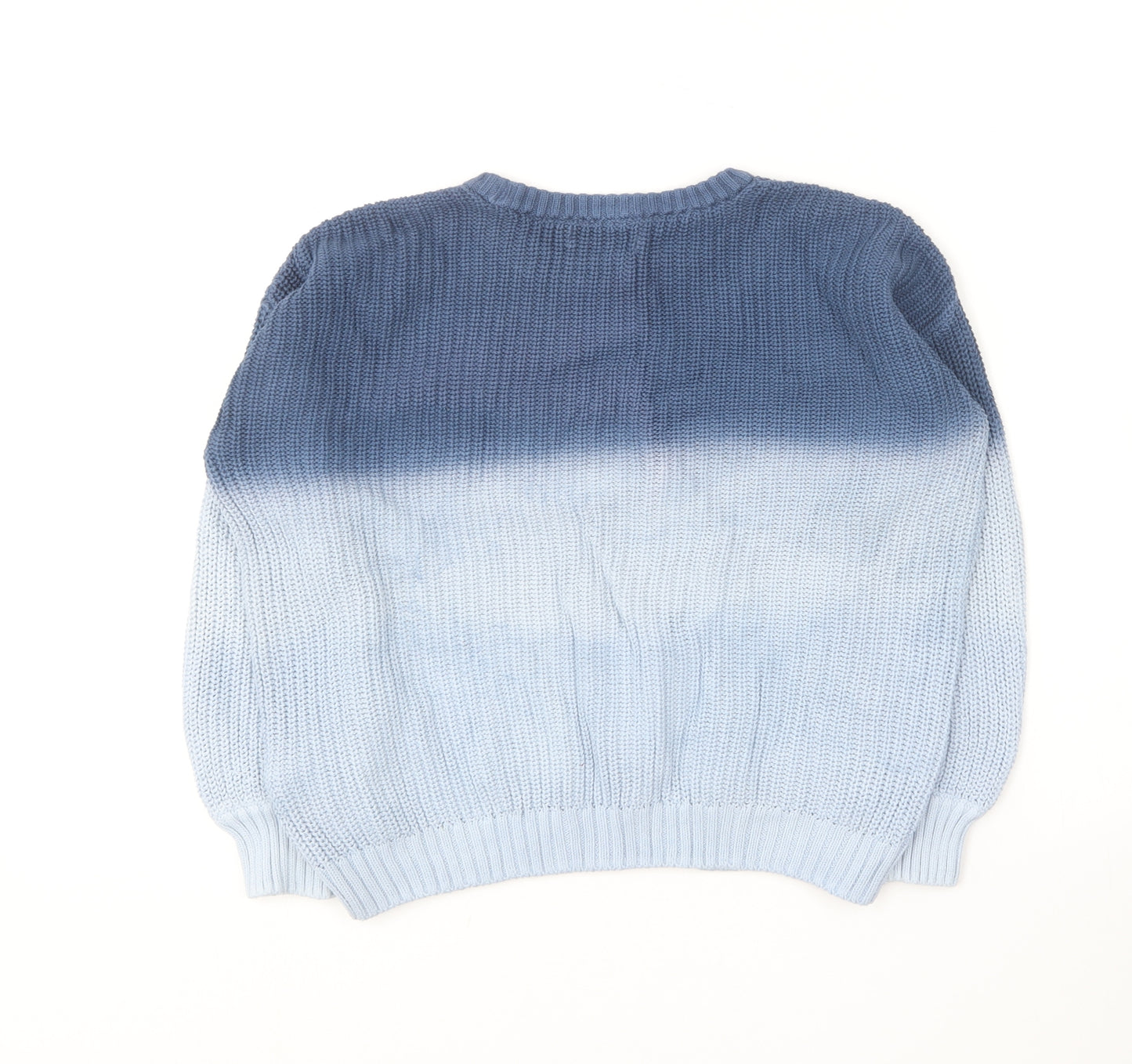 Marks and Spencer Girls Blue Round Neck  Cotton Pullover Jumper Size 7-8 Years