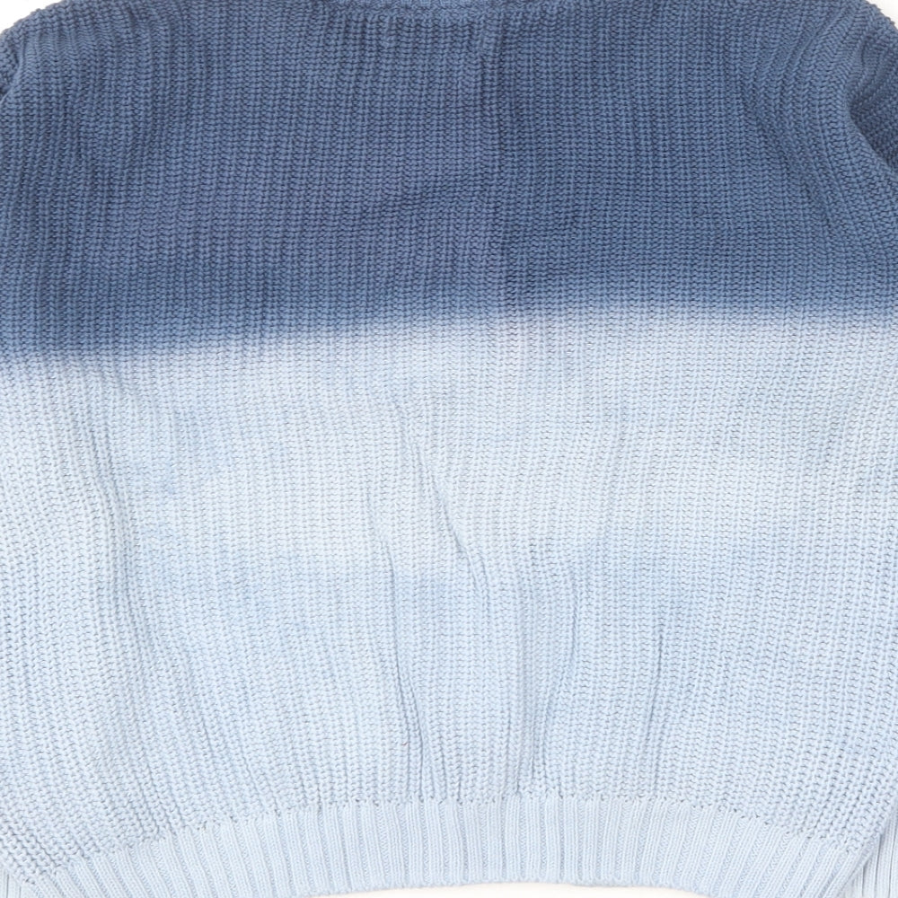 Marks and Spencer Girls Blue Round Neck  Cotton Pullover Jumper Size 7-8 Years