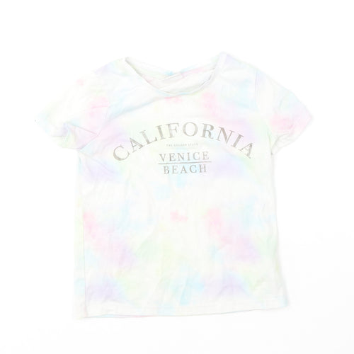 F&F Girls Multicoloured  Polyester Basic T-Shirt Size 5-6 Years Round Neck