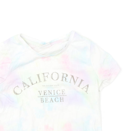 F&F Girls Multicoloured  Polyester Basic T-Shirt Size 5-6 Years Round Neck